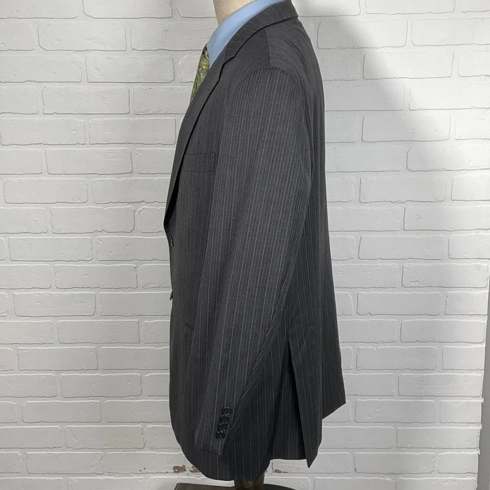 Joseph Abboud Blazer Men 44R‎ Gray Pinstripe Classic Wool Suit Jacket Classic